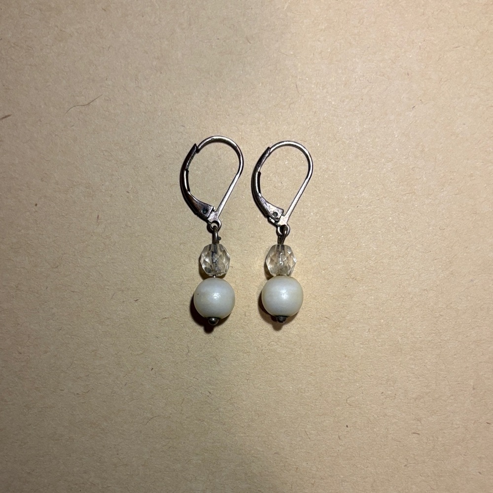 Elegant Silver and White Drop Earrings
